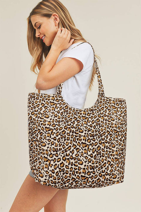 Leopard Pattern Tote Bag: Brown