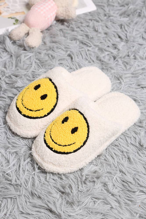 Children's Happy Face Embroidered Slipper: Black / SM