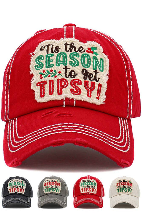 TIS THE SEASON TO GET TIPSY Vintage Baseball Cap: Red