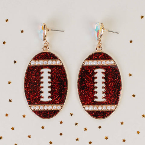 Football Earrings: Red