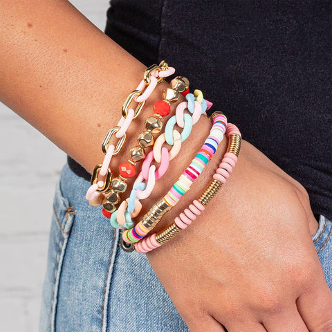 Stacked Crystal Bracelets: Multi-Colored