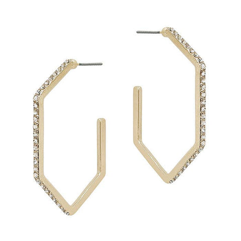 Pave Hex Hoops