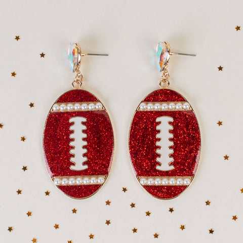 Football Earrings: Red