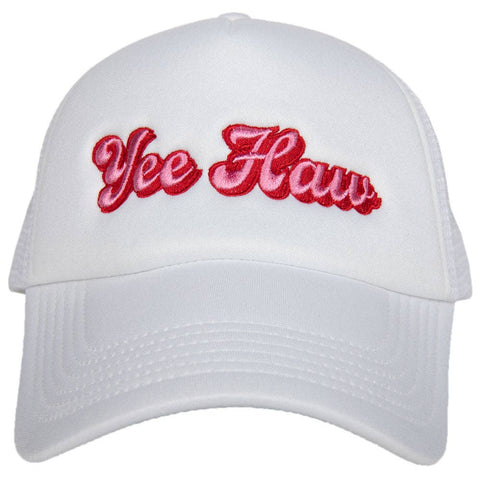 Yee Haw Trucker Hat (White Foam): White