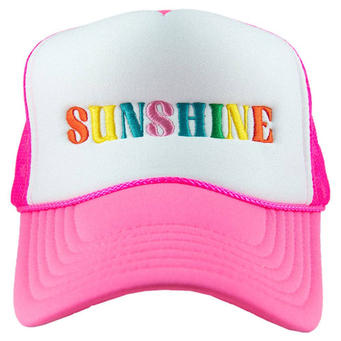 Sunshine (Multicolored) Foam Trucker Hat: Hot Pink and White